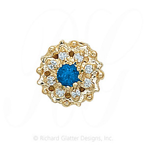 GS087 S/D - 14 Karat Gold Slide with Sapphire center and Diamond accents 